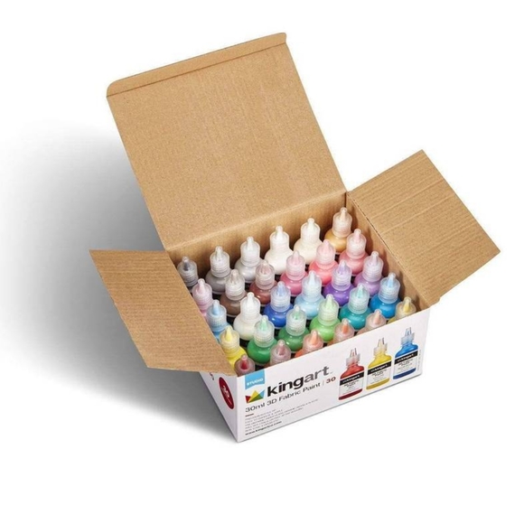 3 Boxes KINGART Studio Fabric 3D Permanent Paint Kits (90 Colors) - Picture 5 of 7